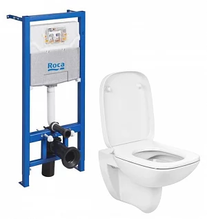 Унитаз с инсталляцией комплект без кнопки Roca Set 2.4 (One ZRU9307708+34699L00Y) безободковый