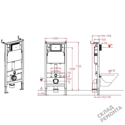 Фото Инсталляция для подвесного унитаза Calypso Beta CS105M без кнопки купить в Екатеринбурге: цена, описание, фото. Интернет-магазин 11