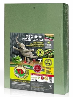 Подложка листовая Steico NATURAL WOOD UNDERLAYMENT 3 мм, хвойная, под ламинат и паркет зеленая