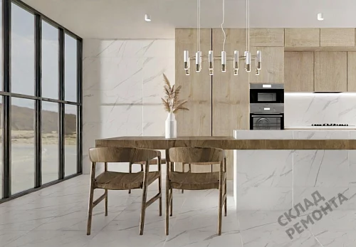 Фото Керамогранит матовый Steppe Ceramics Statuario White белый 600*600*9,5 – купить в Екатеринбурге: цена, описание, фото. Интернет-магазин 5