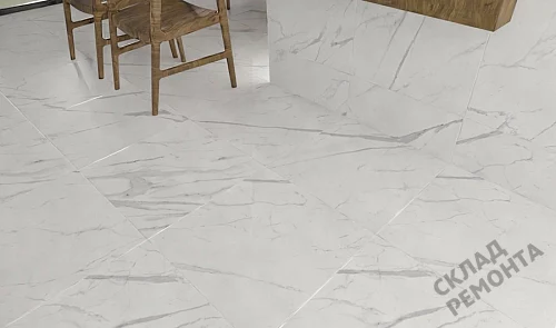 Фото Керамогранит матовый Steppe Ceramics Statuario White белый 600*600*9,5 – купить в Екатеринбурге: цена, описание, фото. Интернет-магазин 4