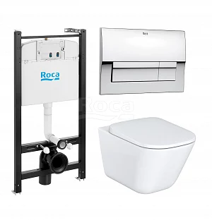 Унитаз с инсталляцией комплект с кнопкой Roca The Gap Pack 893104100 безободковый