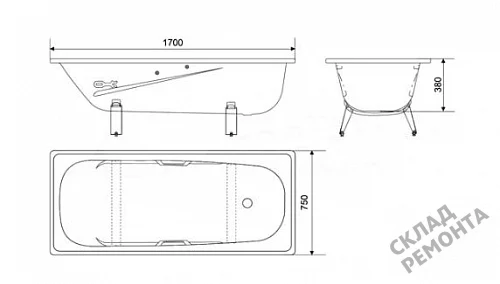 Фото Ванна стальная White Wave Italica 170*75  купить в Екатеринбурге: цена, описание, фото. Интернет-магазин 4