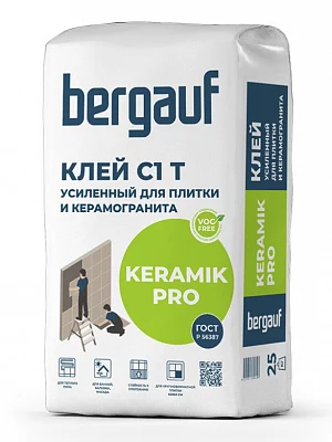Клей для плитки и керамогранита усиленный Bergauf Керамик Про С1 Т
