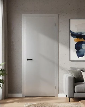 Дверь FlyDoors Аура Ф FN31 (АБС-кромка черн. х 4 ст.) эмалит серебристый, эмалит, без стекла