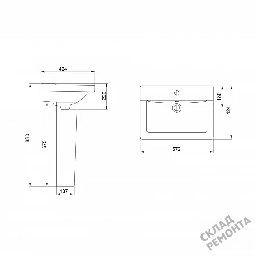 Фото Раковина на пьедестал Santeri Орион, 57 см купить в Екатеринбурге: цена, описание, фото. Интернет-магазин 4
