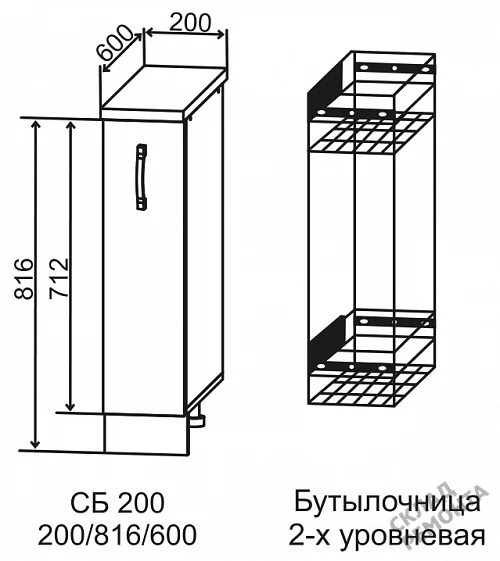 Фото Шкаф нижний ДСВ СБ 200 (бутылочница) – купить в Екатеринбурге: цена, описание, фото. Интернет-магазин 2