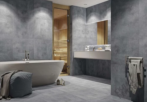 Фото Керамогранит матовый Steppe Ceramics Concrete Antracite серый 600*600*9 – купить в Екатеринбурге: цена, описание, фото. Интернет-магазин 3