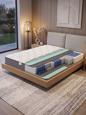 Матрас с независимым пружинным блоком EcoSleep Prime One (чехол серый трикотаж Extra-LAX)