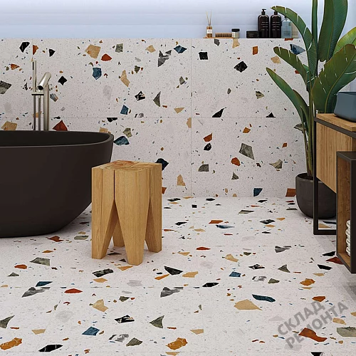 Фото Керамогранит матовый Steppe Ceramics Chips White белый 600*600*9 – купить в Екатеринбурге: цена, описание, фото. Интернет-магазин 2