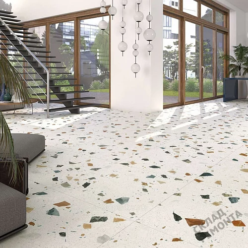 Фото Керамогранит матовый Steppe Ceramics Chips White белый 600*600*9 – купить в Екатеринбурге: цена, описание, фото. Интернет-магазин 3